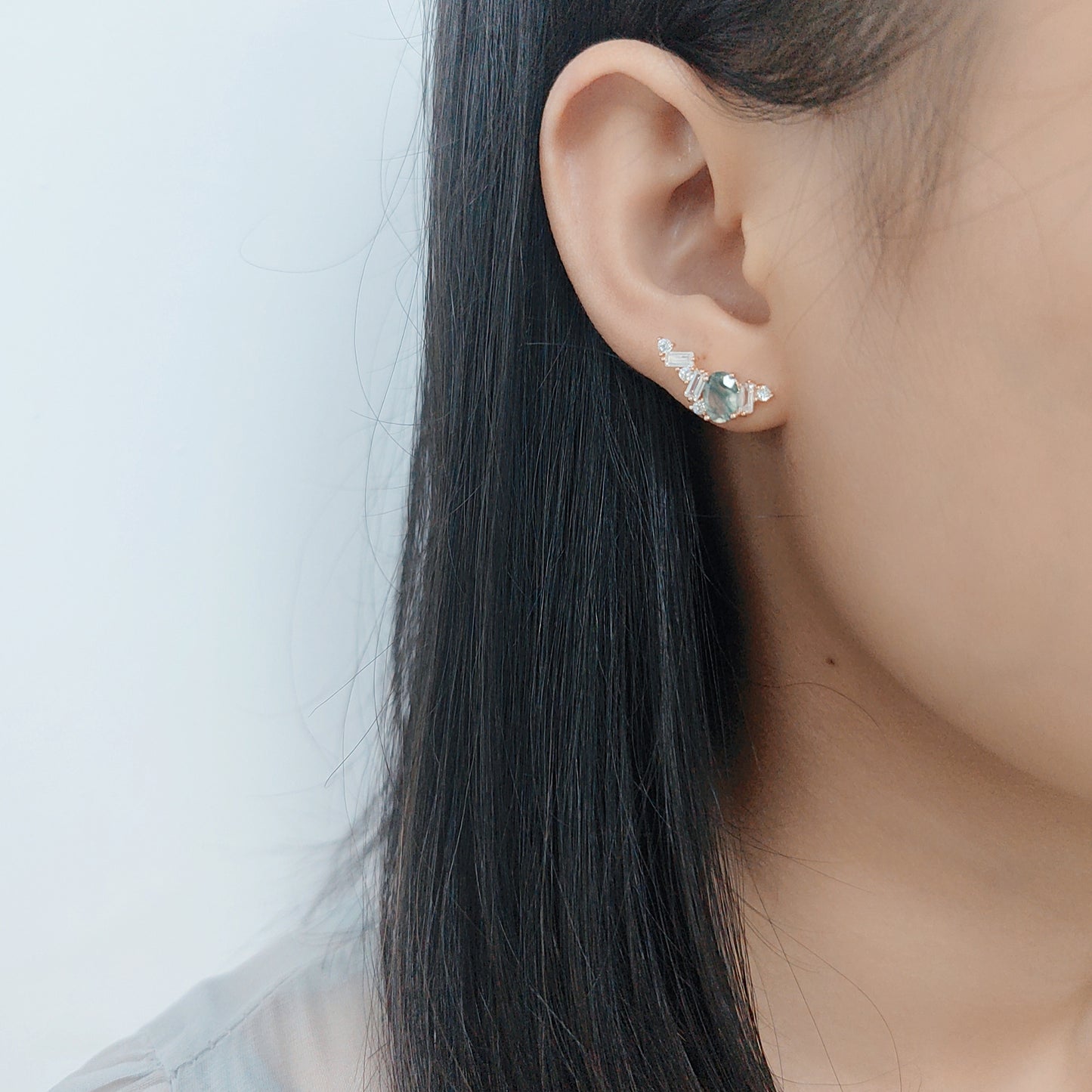 2 pcs Oval Style Unique Design Moss Agate Earrings Set